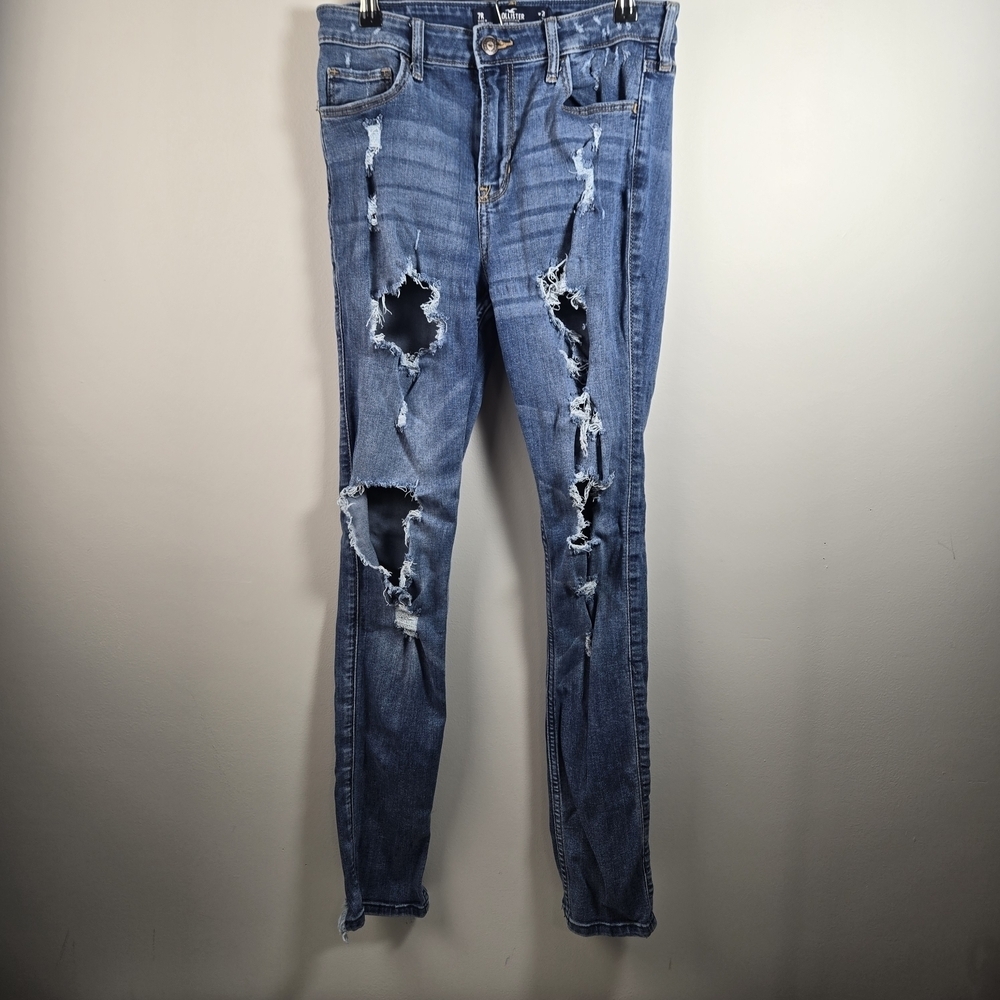 Hollister Blue Skinny Jeans with Vintage Distressing